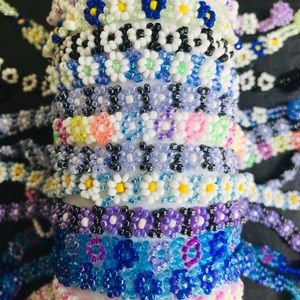 12 Seed Bead Daisy Ankle Bracelets Wholesale lot